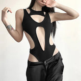 Y2k Obsidian Cutout Bodysuit black Shoptery