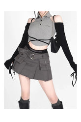 Off-Shoulder Y2k Denim Outfit Set Shoptery