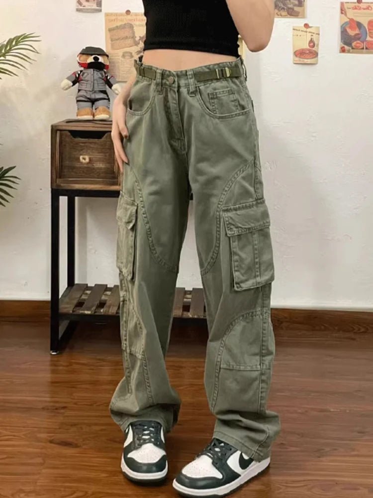 Olive Green Utility Y2k Cargo Pants Shoptery