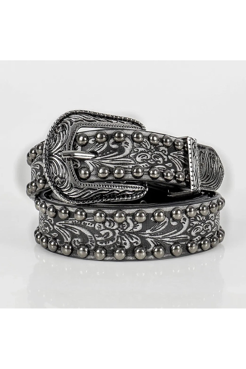 Retro Ornate Western Studded Belt Black Shoptery