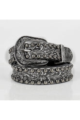 Retro Ornate Western Studded Belt Black Shoptery