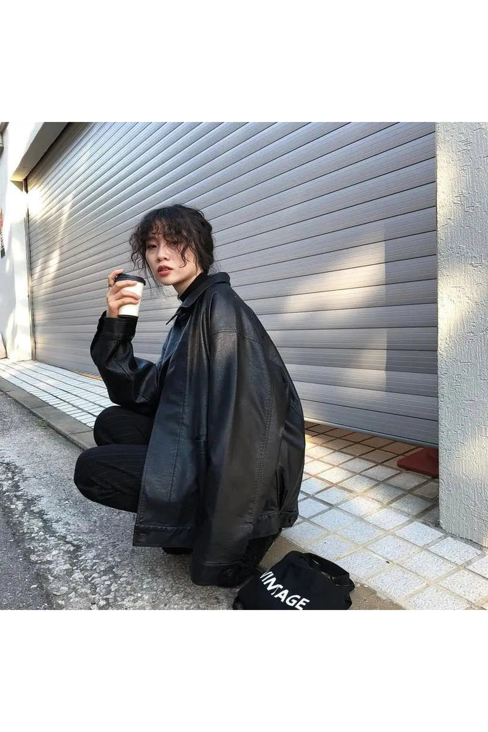 Alt Fall Oversized Black Leather Shirt Jacket Black leather jacket Shoptery