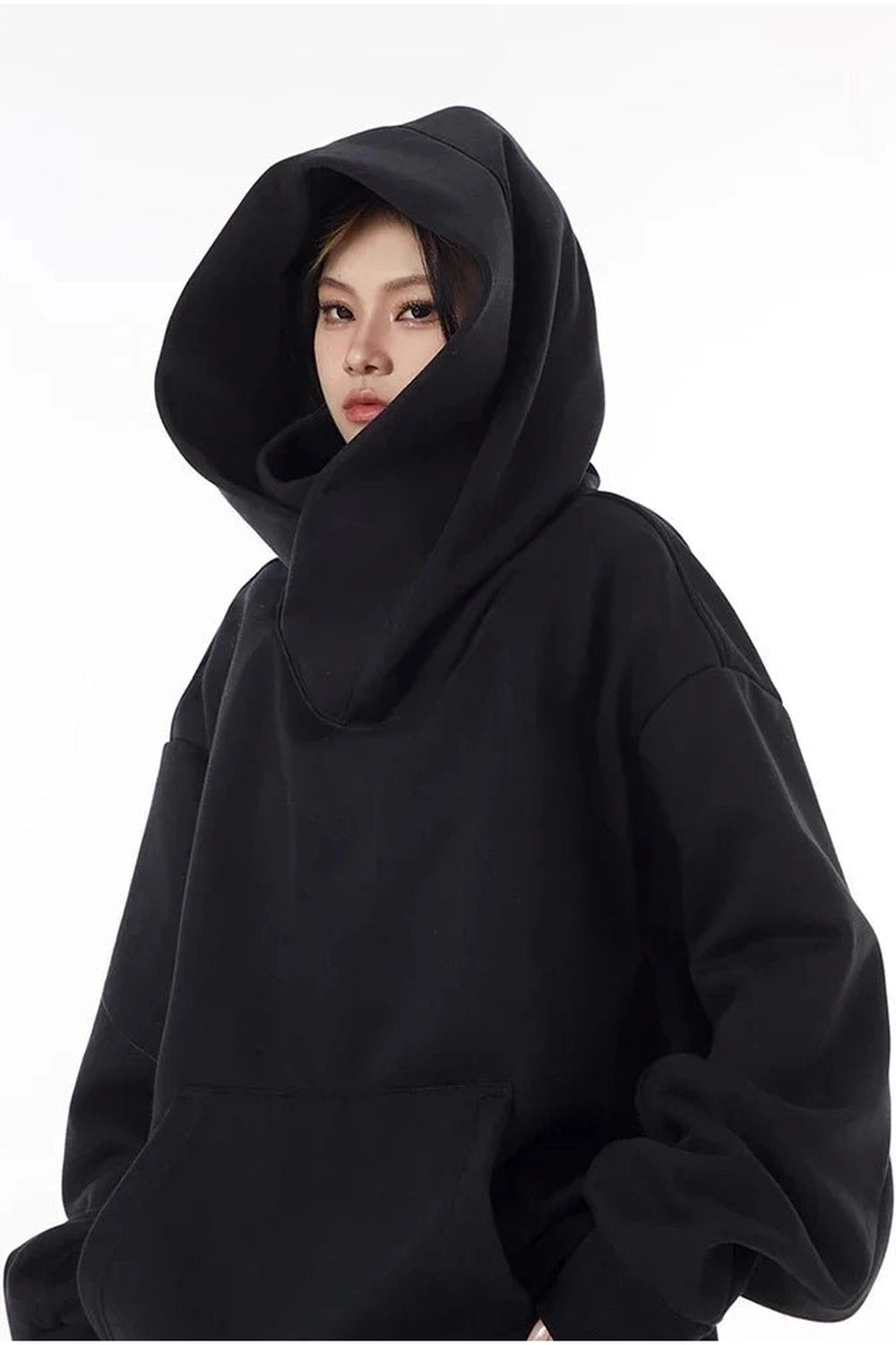Acubi Oversized Futuristic Hoodie black Shoptery