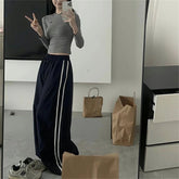 Y2k Oversized Retro Track Pants dark blue Shoptery