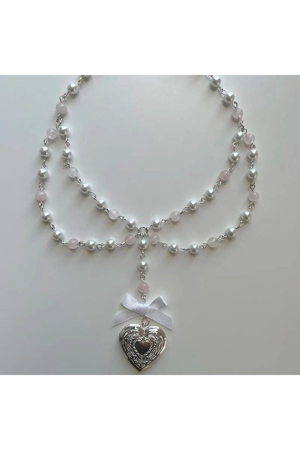 Pearl Rose Quartz Necklace Default Title Shoptery