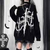 Phantom Skeleton Alt Goth Knit Sweater black Shoptery