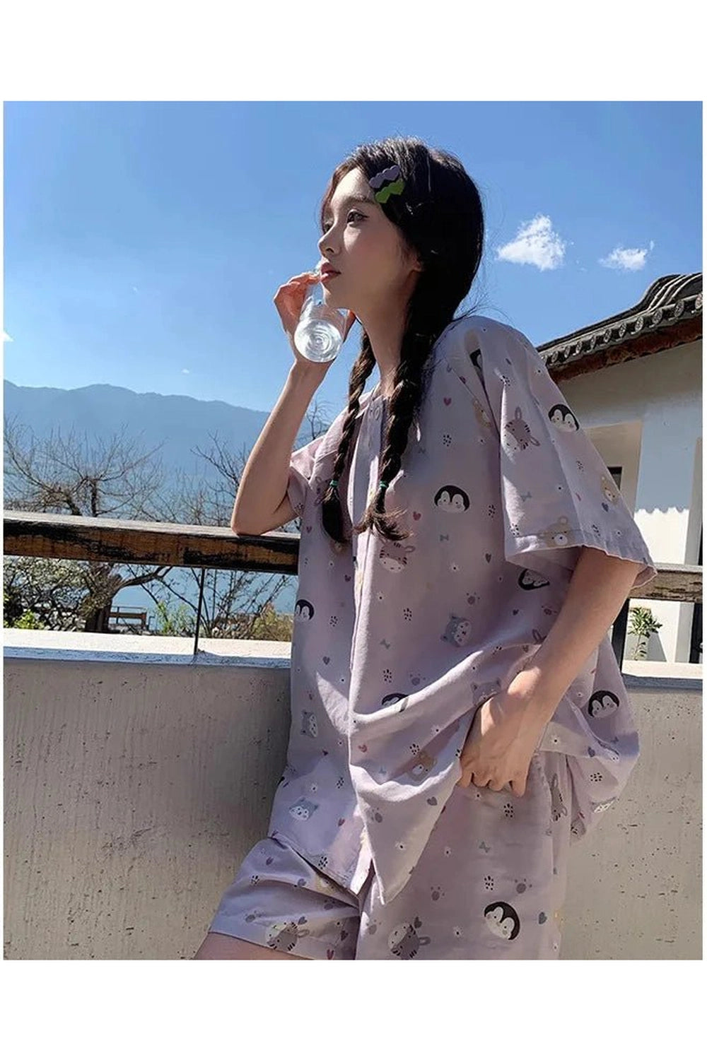 Kawaii Pink Penguin Cotton Pajamas Shoptery