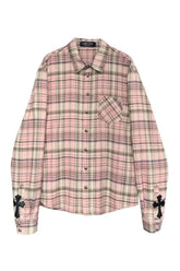 Retro Pink Plaid Button Up Shirt Pink Shoptery