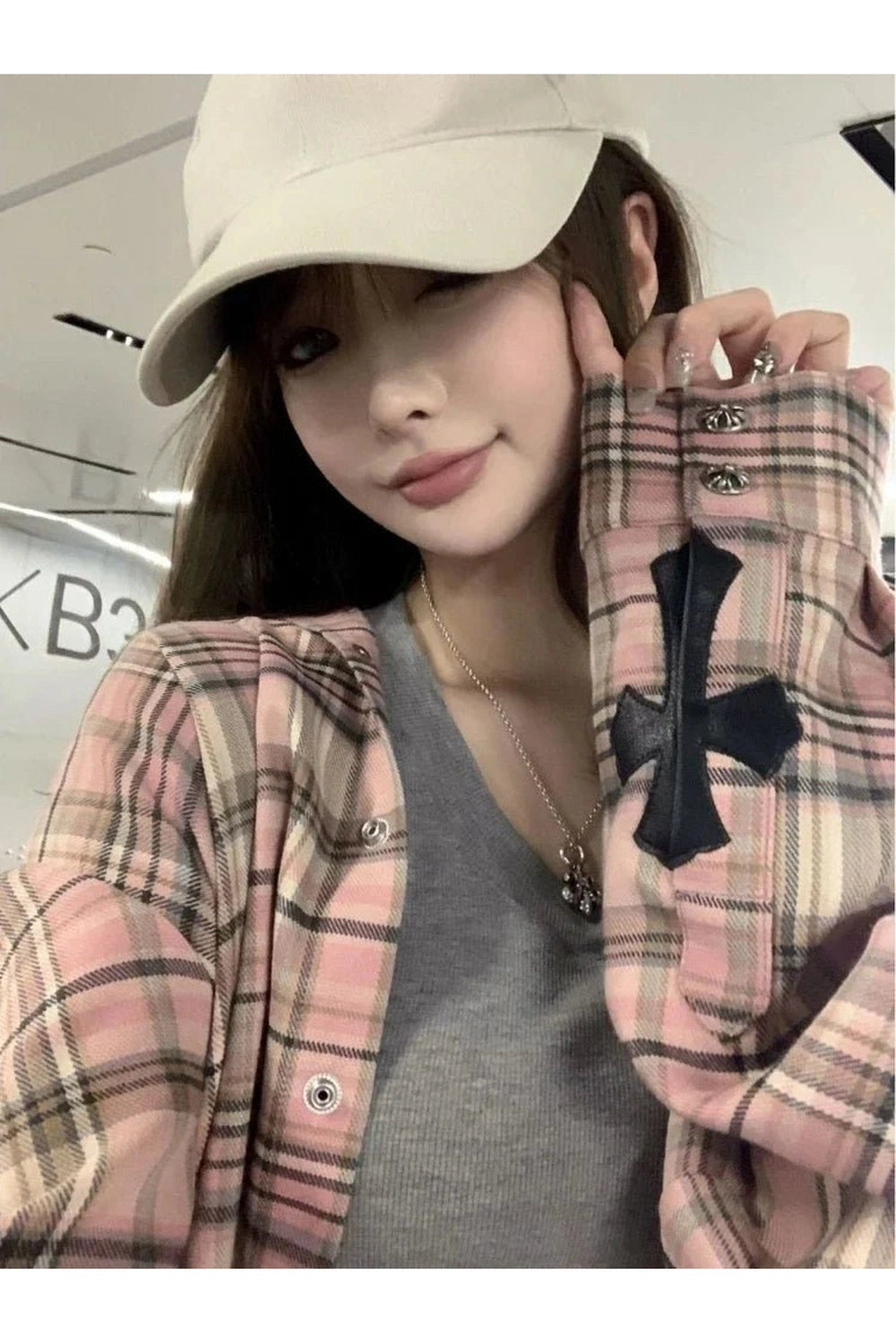 Retro Pink Plaid Button Up Shirt Shoptery