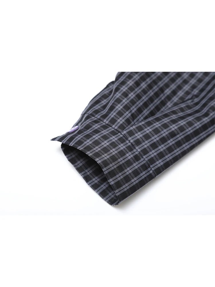 Retro Plaid Bow Accent Shirt Shoptery