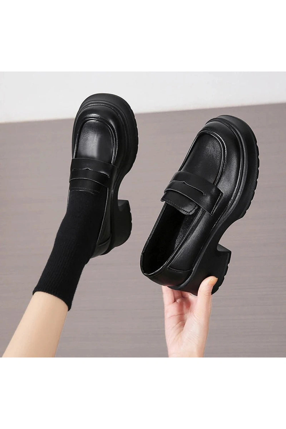Retro Platform Leather Shoes Shoptery