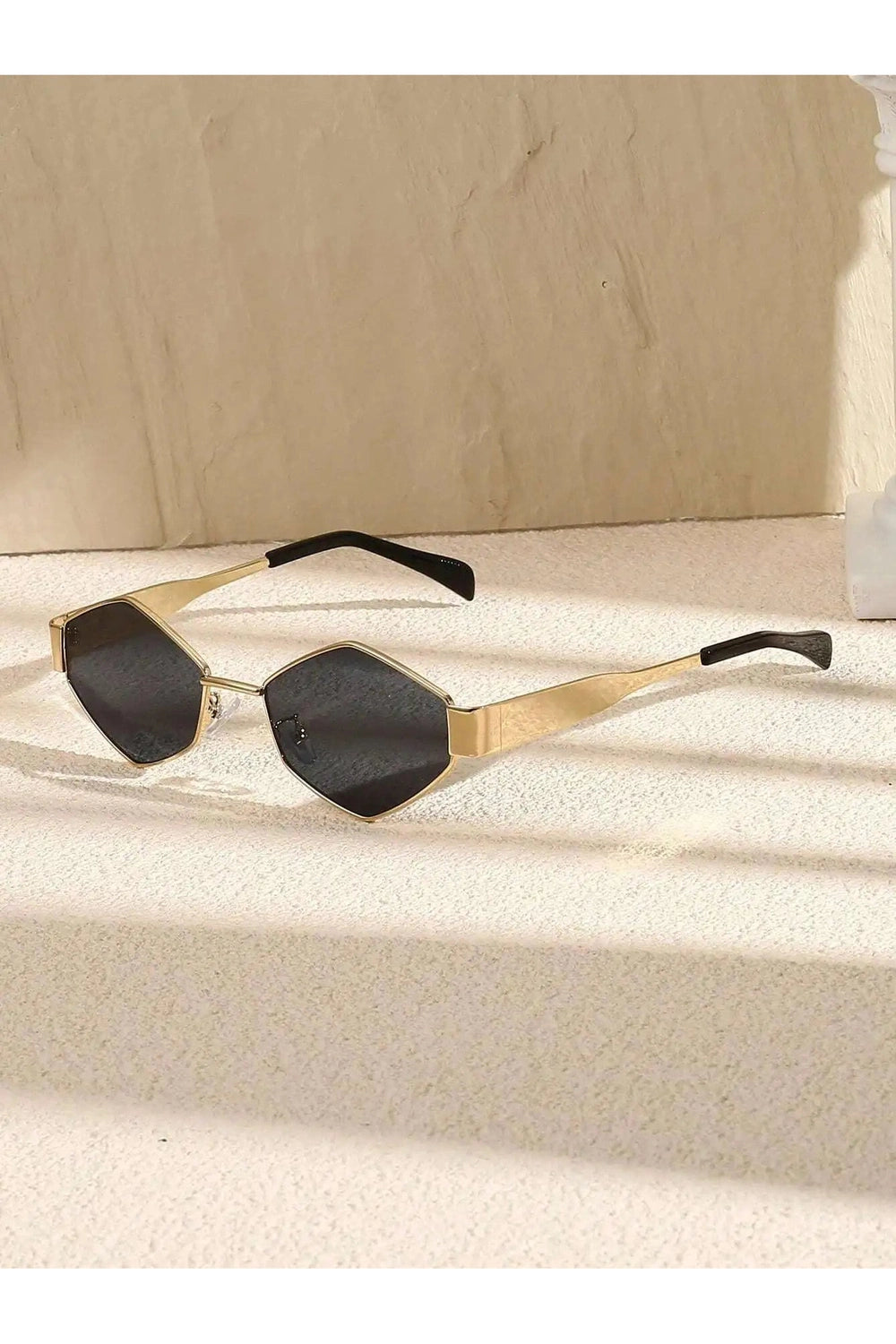 Retro Polygonal Sunglasses Gold Gray picture color Shoptery