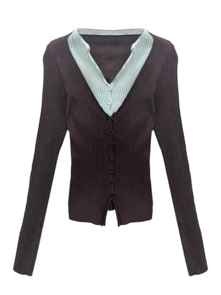 Preppy Chic Layered Retro Outfit Set Only top Shoptery