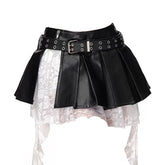 Alt Punk Faux Leather Layered Skirt Black Shoptery