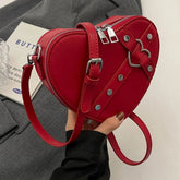 Punk Love Studded Y2k Shoulder Bag Wine Red CHINA Shoptery