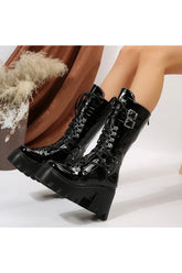 Alt Punk Motorcycle Boots Bright Black CHINA Shoptery