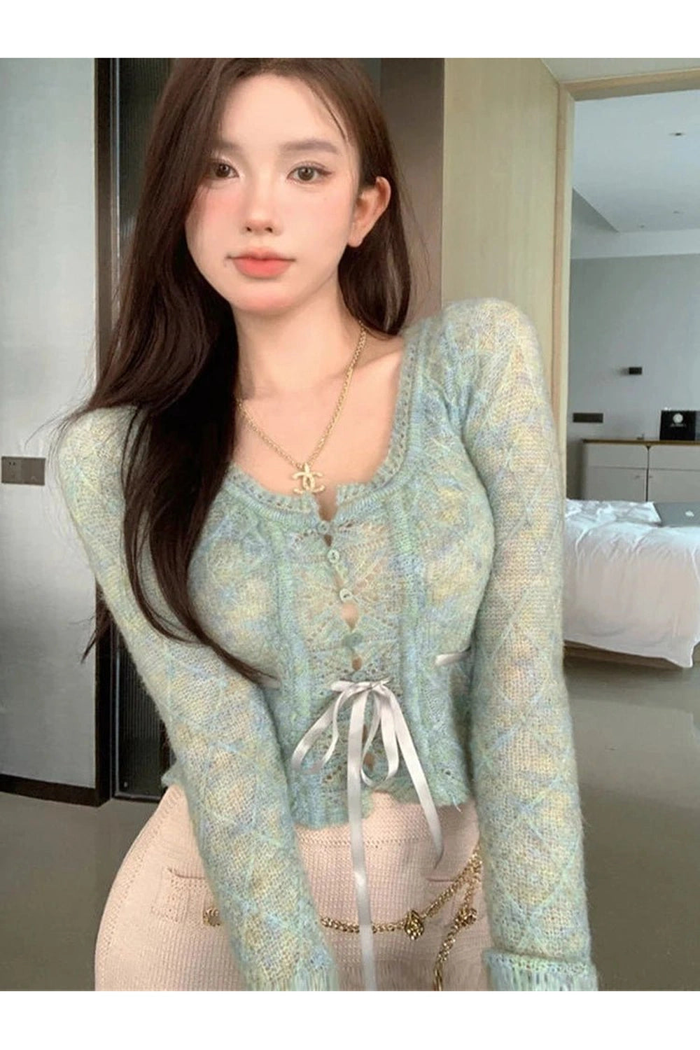 Fall Rainbow Gradient Lace Cardigan Shoptery