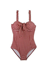 Retro Red Lattice Swimsuit Shoptery