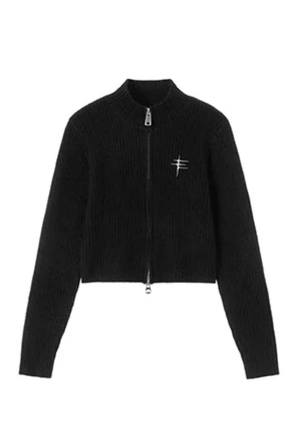 Acubi Y2k Fall Ribbed Zip-Up Turtleneck Cardigan Black Shoptery