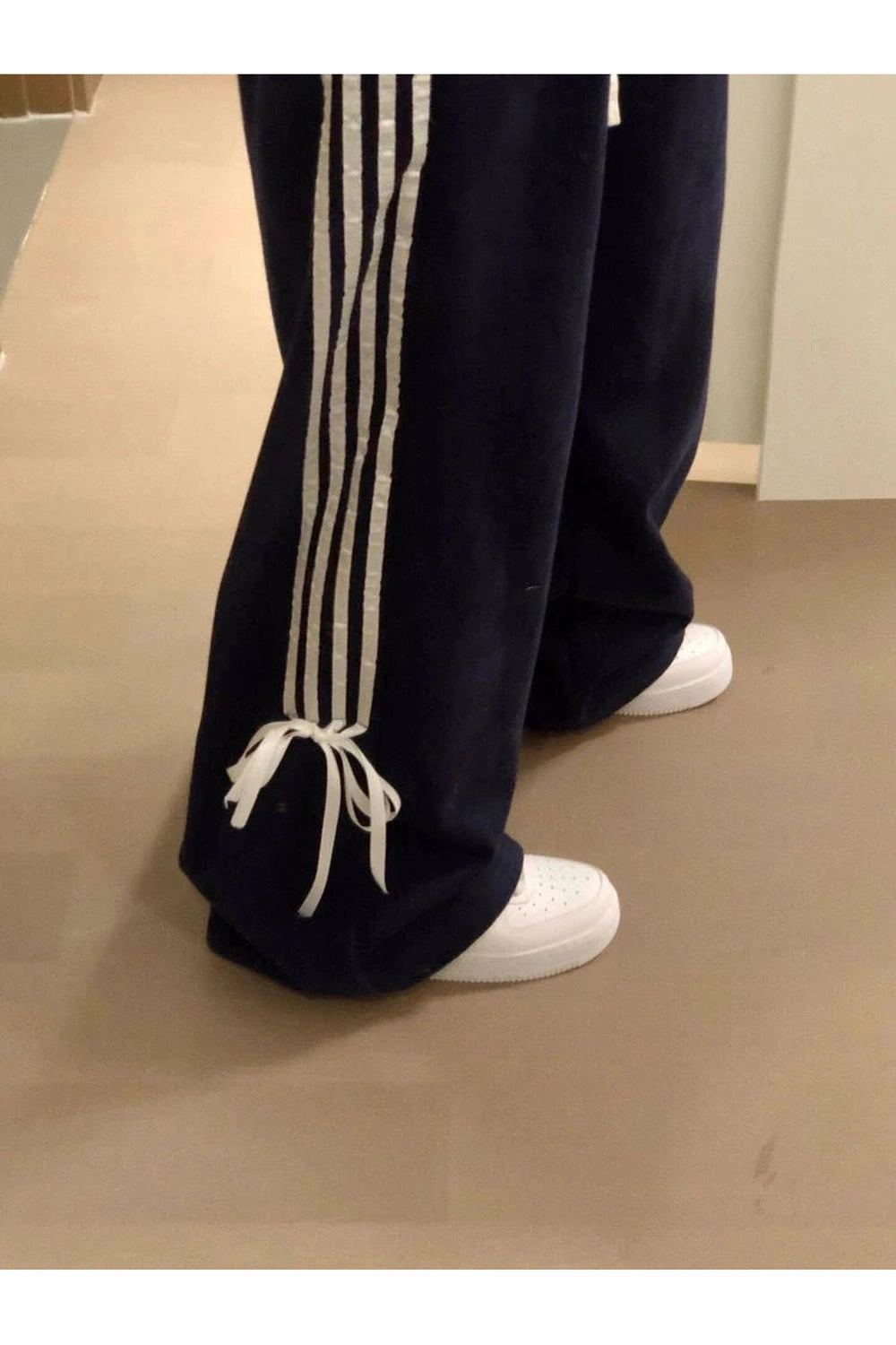 Y2k Ribbon Striped Wide-Leg Pants Shoptery