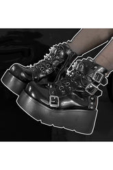 Rivet Platform Alt Punk Boots Black Shoptery