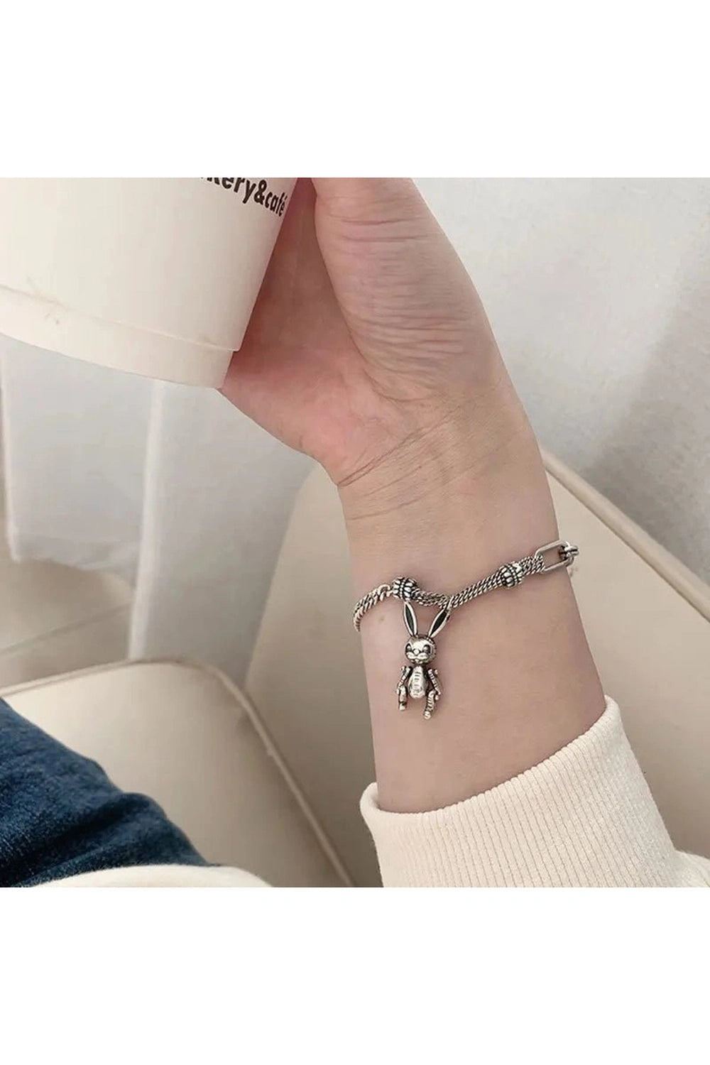 Edgy Robot Rabbit Charm Bracelet Shoptery