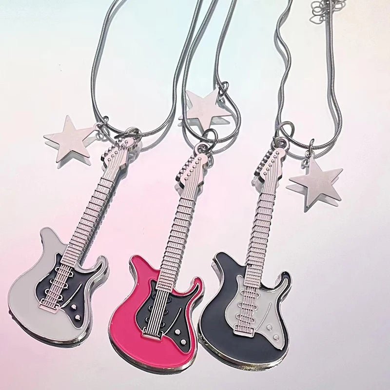 Rockstar Dream Guitar Y2k Necklace Shoptery