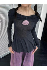 Aesthetic Romantic Ruffled Long Sleeve Top Shoptery