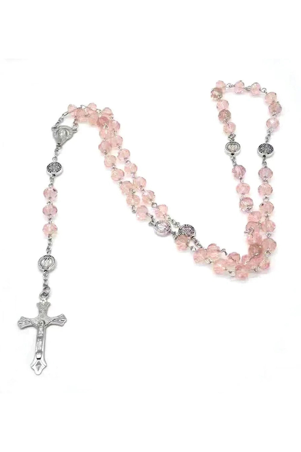 Coquette Rose Quartz Prayer Beads Necklace pink Shoptery