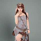 Rust & Ruins Edgy Asymmetrical Top Blue Shoptery