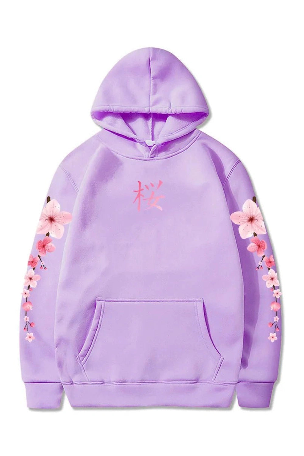 Pastel Aesthetic Sakura Graphic Hoodie light-purple Shoptery