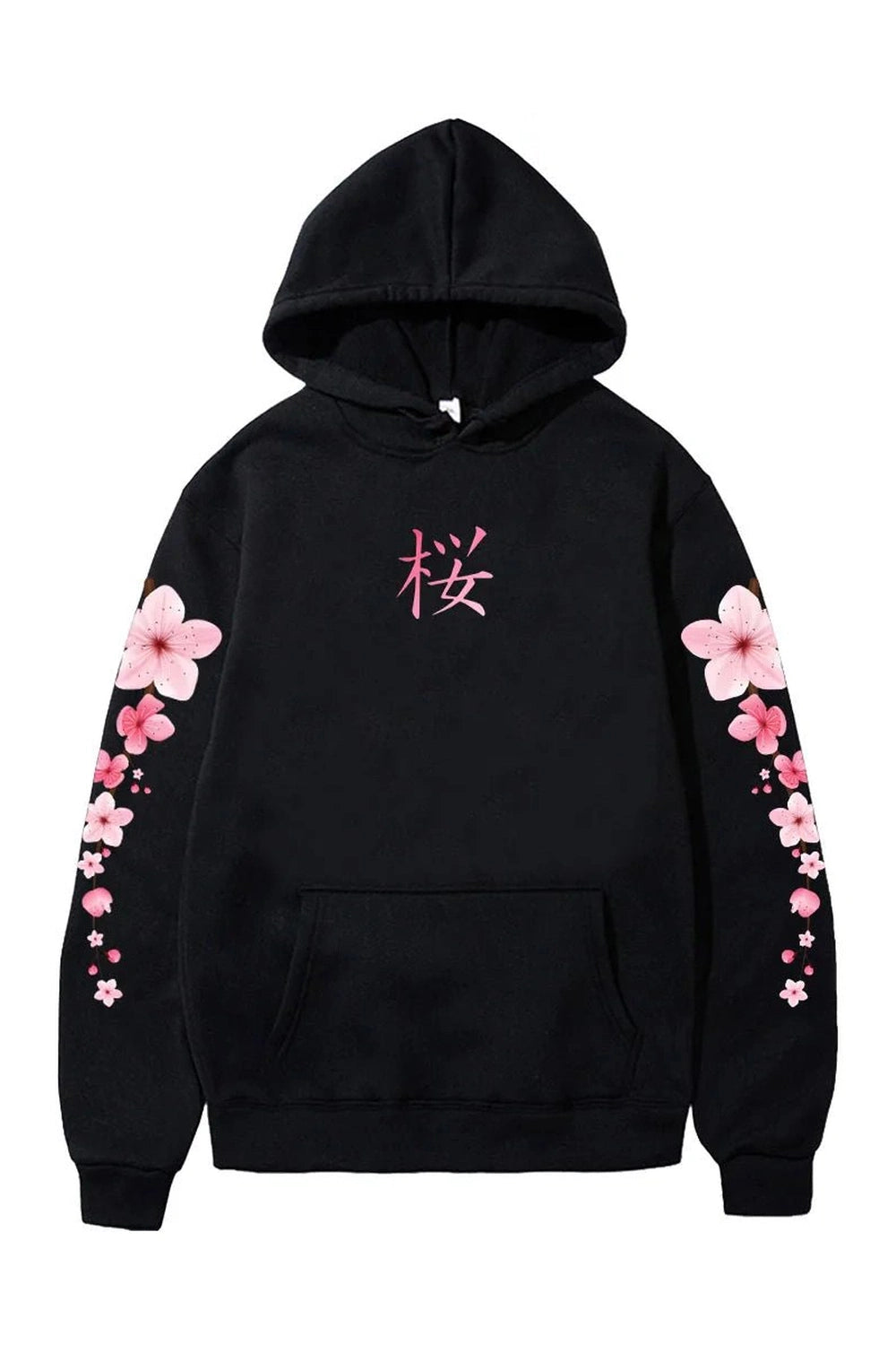 Pastel Aesthetic Sakura Graphic Hoodie black Shoptery
