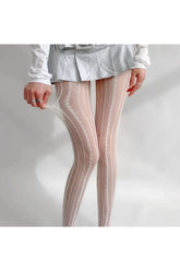 Coquette Scarlet Lace Patterned Tights White One Size Shoptery