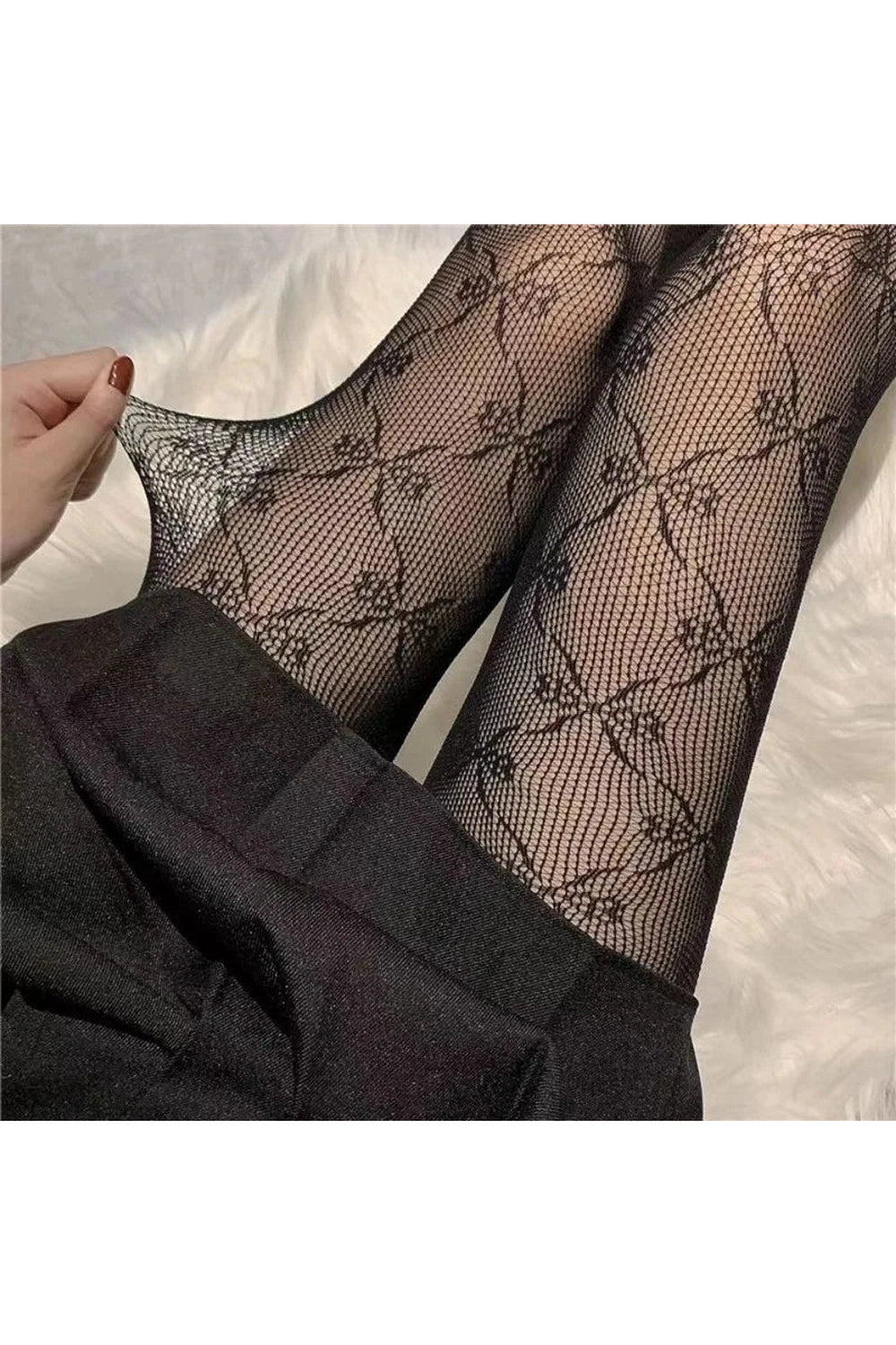 Coquette Bow Fishnet Tights black One Size Shoptery
