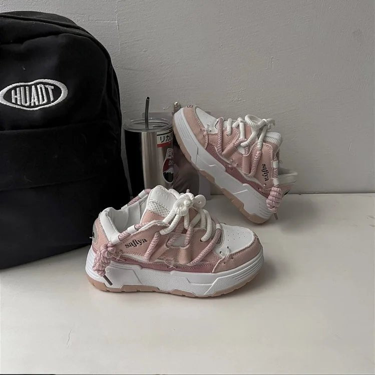 Shadow Pulse Edgy Chunky Sneakers Pink Shoptery