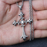 Silver Baroque Alt Goth Cross Necklace YA4710-1 Shoptery