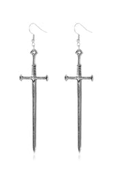 Alt Goth Silver Sword Drop Earring Silvery Shoptery