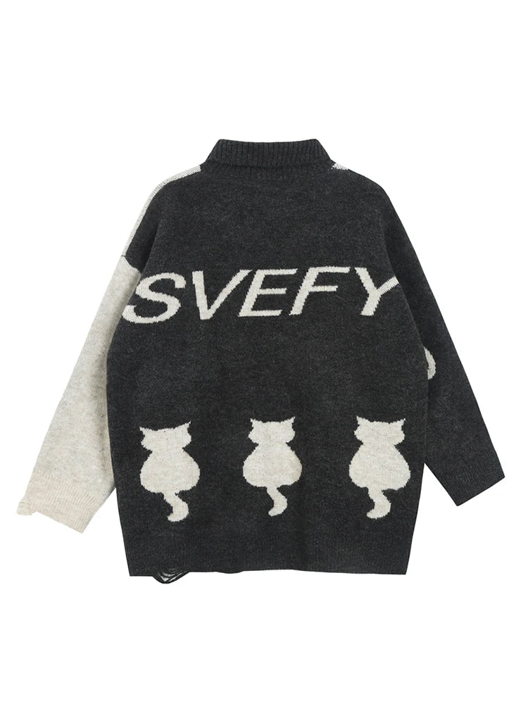 Sleepy Kittens Cute Oversized Sweater Shoptery