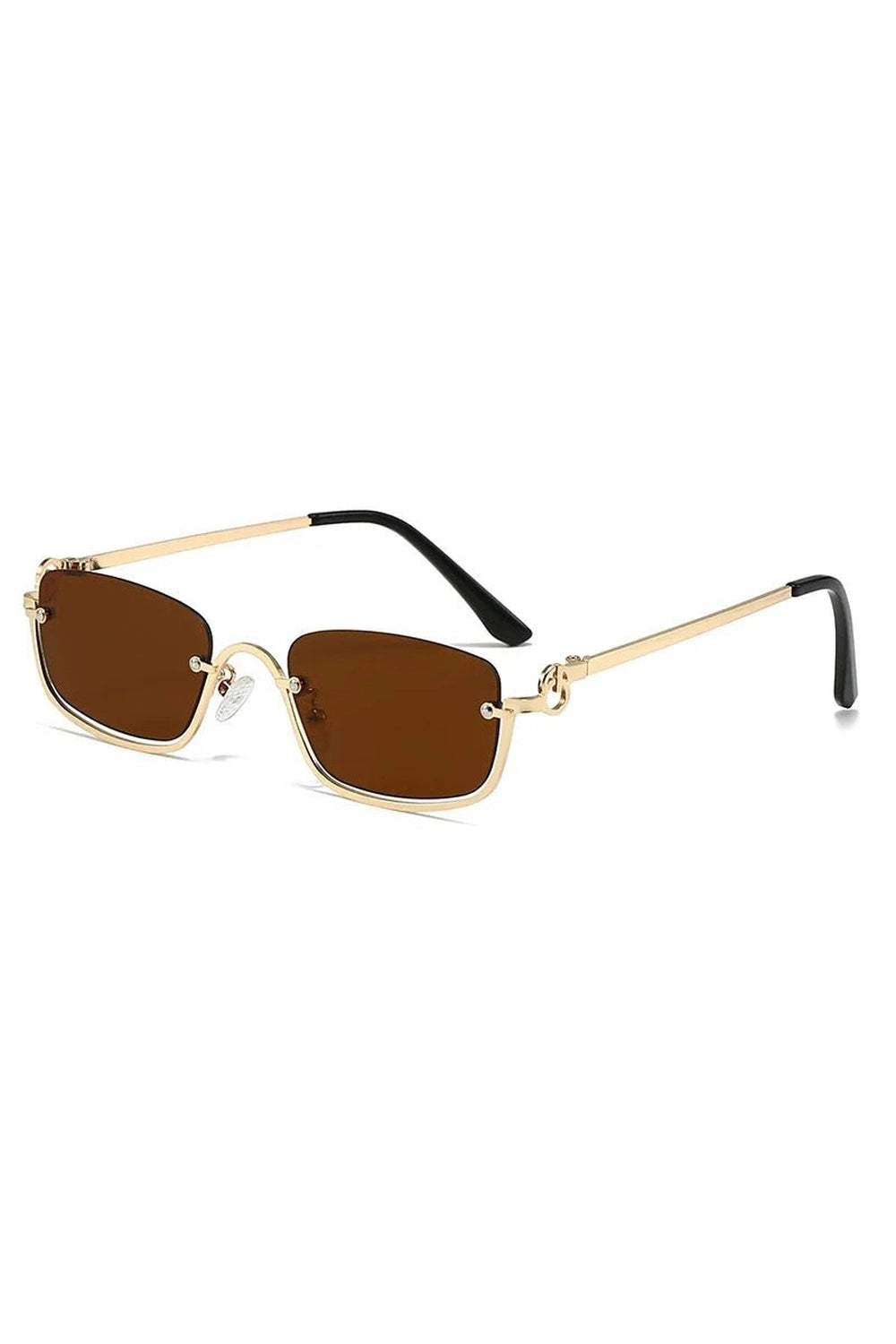 Retro Small Square Sunglasses Gold Tea As picture Shoptery