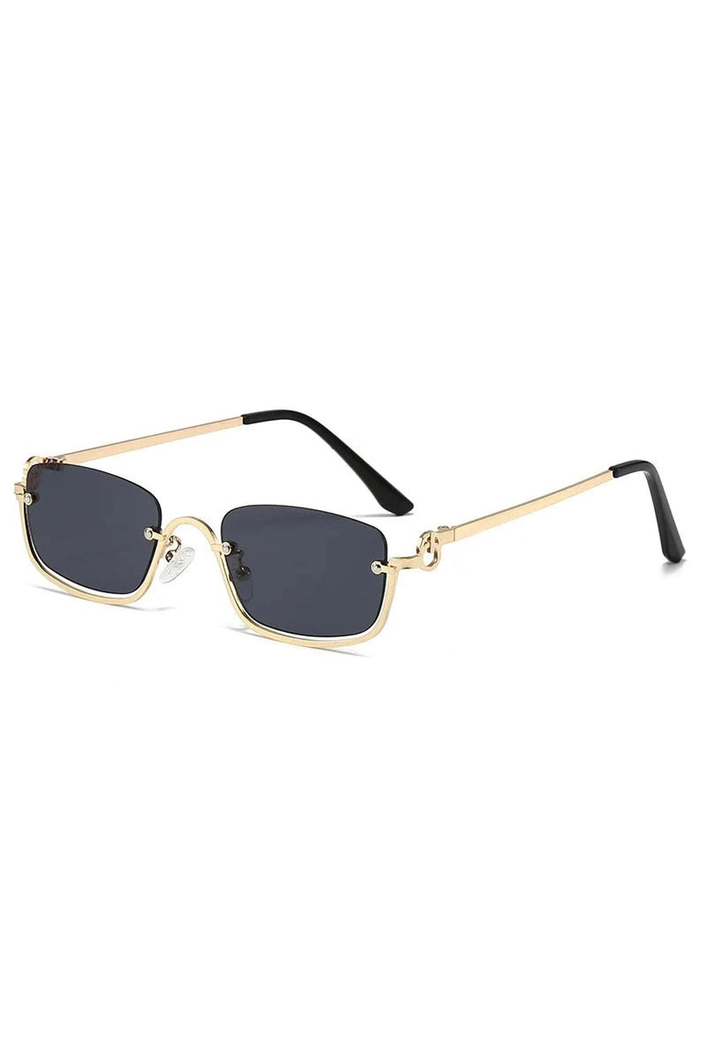 Retro Small Square Sunglasses Gold Gray As picture Shoptery