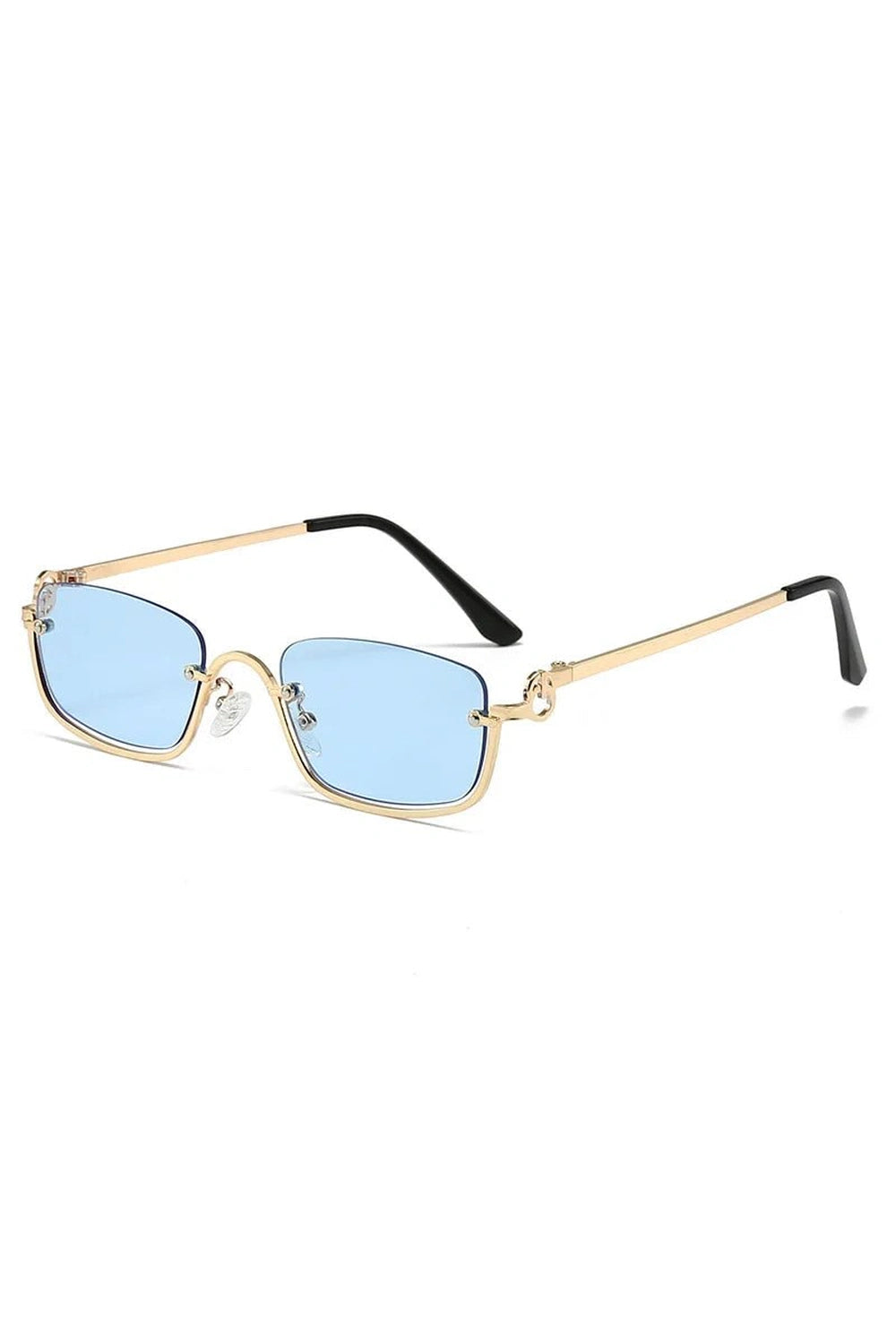 Retro Small Square Sunglasses Gold Blue As picture Shoptery