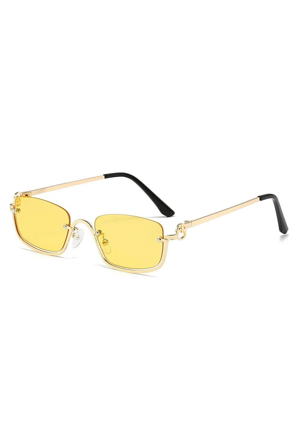 Retro Small Square Sunglasses Gold Yellow As picture Shoptery