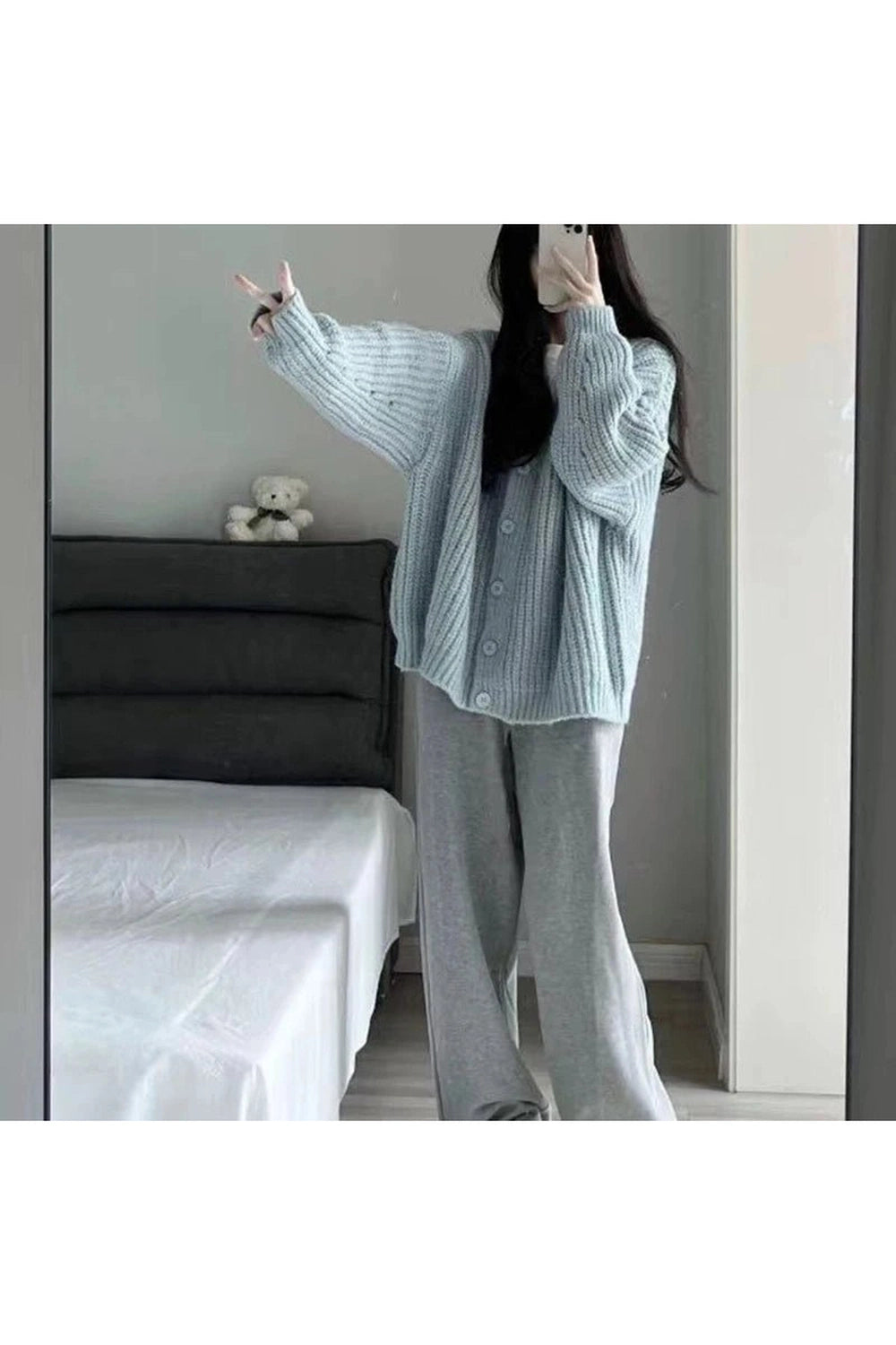 Aesthetic Pastel Soft Blush Chunky Cardigan Shoptery