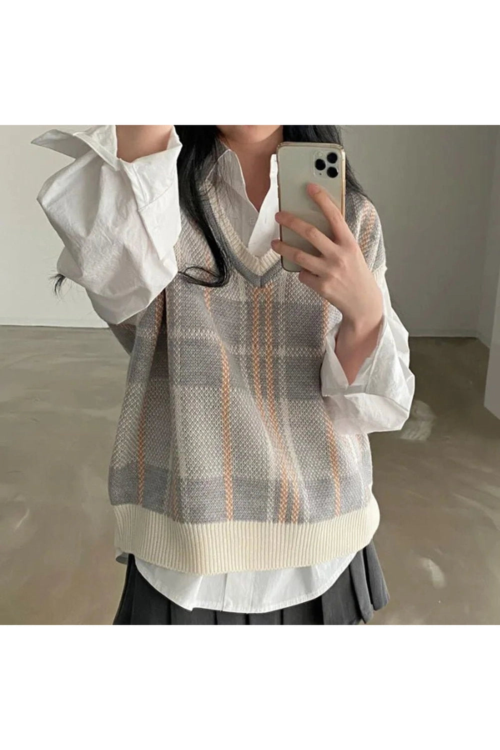 Retro Soft Pastel Plaid Sweater Vest Shoptery