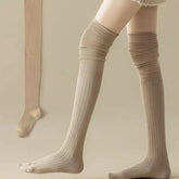 Kawaii Soft Ruched Over-the-Knee Socks khaki one size Shoptery