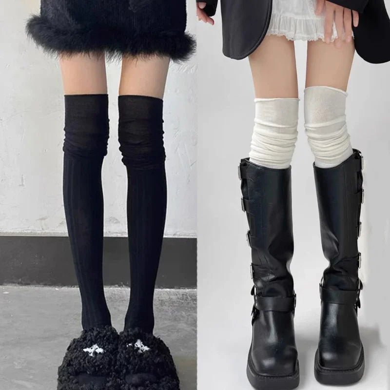 Kawaii Soft Ruched Over-the-Knee Socks Shoptery