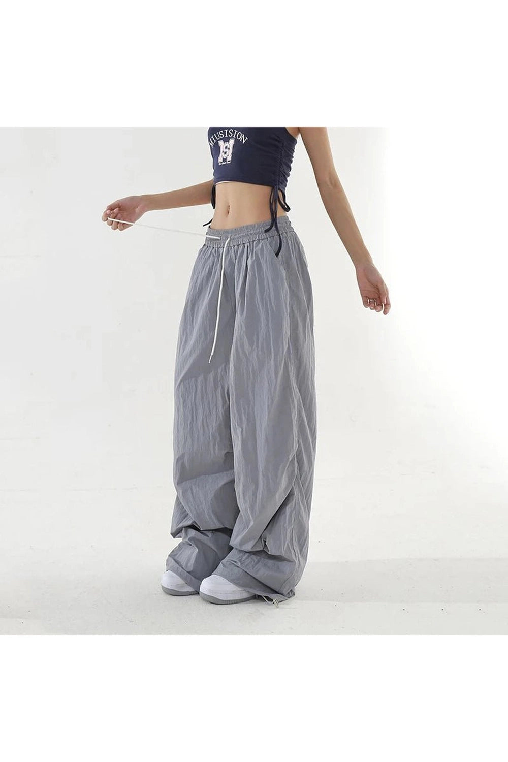 Y2k Spicy Wide Leg Work Pants GRAY Shoptery