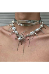 Alt Spider Queen Pearl Spike Choker Shoptery