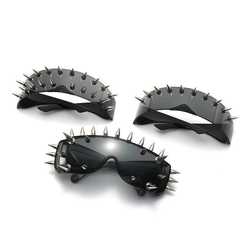 Alt Edgy Spiked Chaos Shield Sunglasses Shoptery