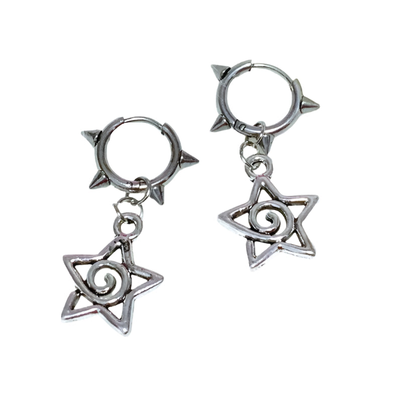 Edgy Spiked Star Spiral Earrings A Shoptery